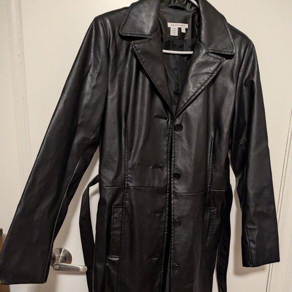 Black coat, faux leather, Brand: Smart Set (Size M) - Picture 1 of 2